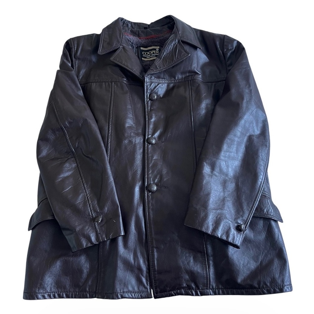 Cooper Genuine Leather Jacket Designer Outerwear Mens Size 46 W/Removable Liner